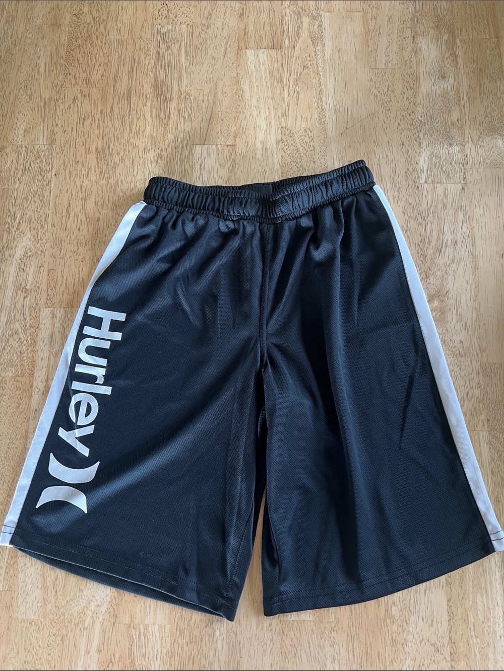 Hurley kid’s Black Athletic Shorts with White Side Stripe
